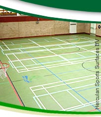 Photo showing seamless, polyurethane sports floor by Herculan Sports Surfaces BV